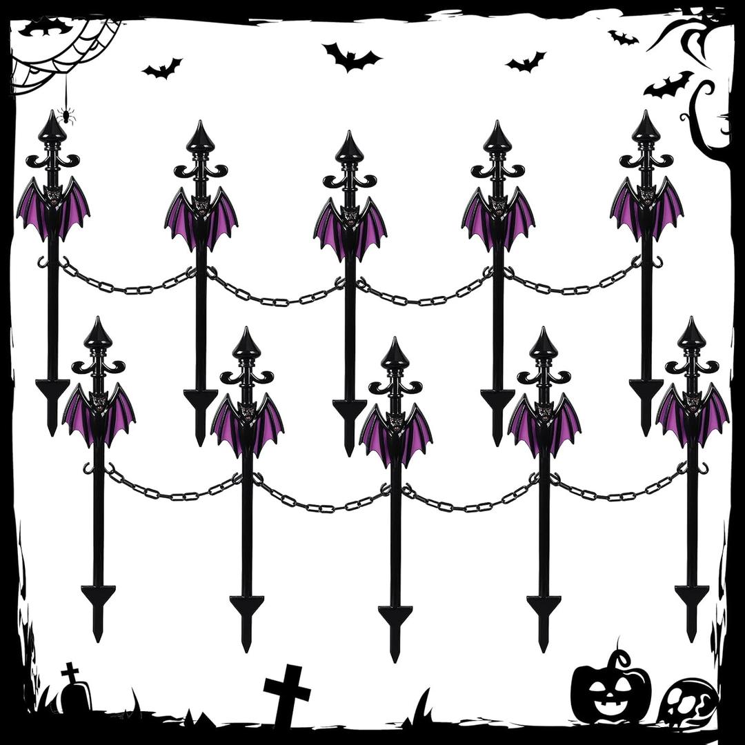 Vercraft 10 Pack Halloween Fence Yard Outdoor Decorations, Bat