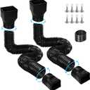 Gutterlix Flexible Gutter Downspout Extensions, Connectable Downspout Extender with 58"+ 67" Extendable Pipe, Thickened Down spout Drain Extension for Rainwater Drainage(2 Pack, Black)
