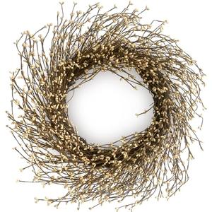 Artificial Twig Fall Front Door Wreath 24 Inch Autumn Cream Berry Wreath with Eucalyptus Leaves and Grapevine for Farmhouse Window Christmas Hanging Home Decor