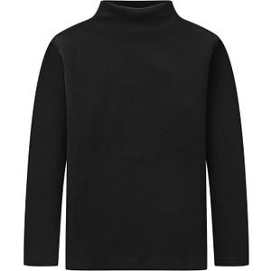 CUNYI Mock Neck Shirts for Kids Girls Boys Thermal Undershirt Long Sleeve Tops Unisex Tees, Black, Size 130