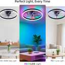STERREN RGB Ceiling Fan with Light, 20'' Low Profile Ceiling Fans, Black Flush Mount LED Fan Light with Remote Control, Modern Bladeless Fandelier for Bedroom, Living Room, Kitchen