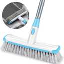 Floor Scrubber with Long Handle, 2 in 1 Scrubbing Brush Stiff Bristle Shower Cleaning Brush for Bathroom, Kitchen, Tub, Carpet, Grout, Tile(Blue)