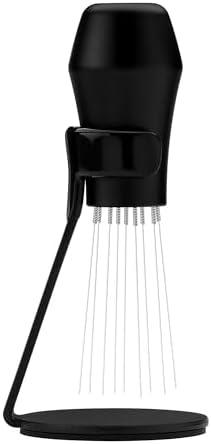 Normcore WDT Distribution Tool with Stand V3-9 Prong Needle Espresso Stirrer - 18 Needles 0.25mm / 0.3mm Thick Spring Wires - Weiss Distribution Technique - Anodized Aluminum Handle