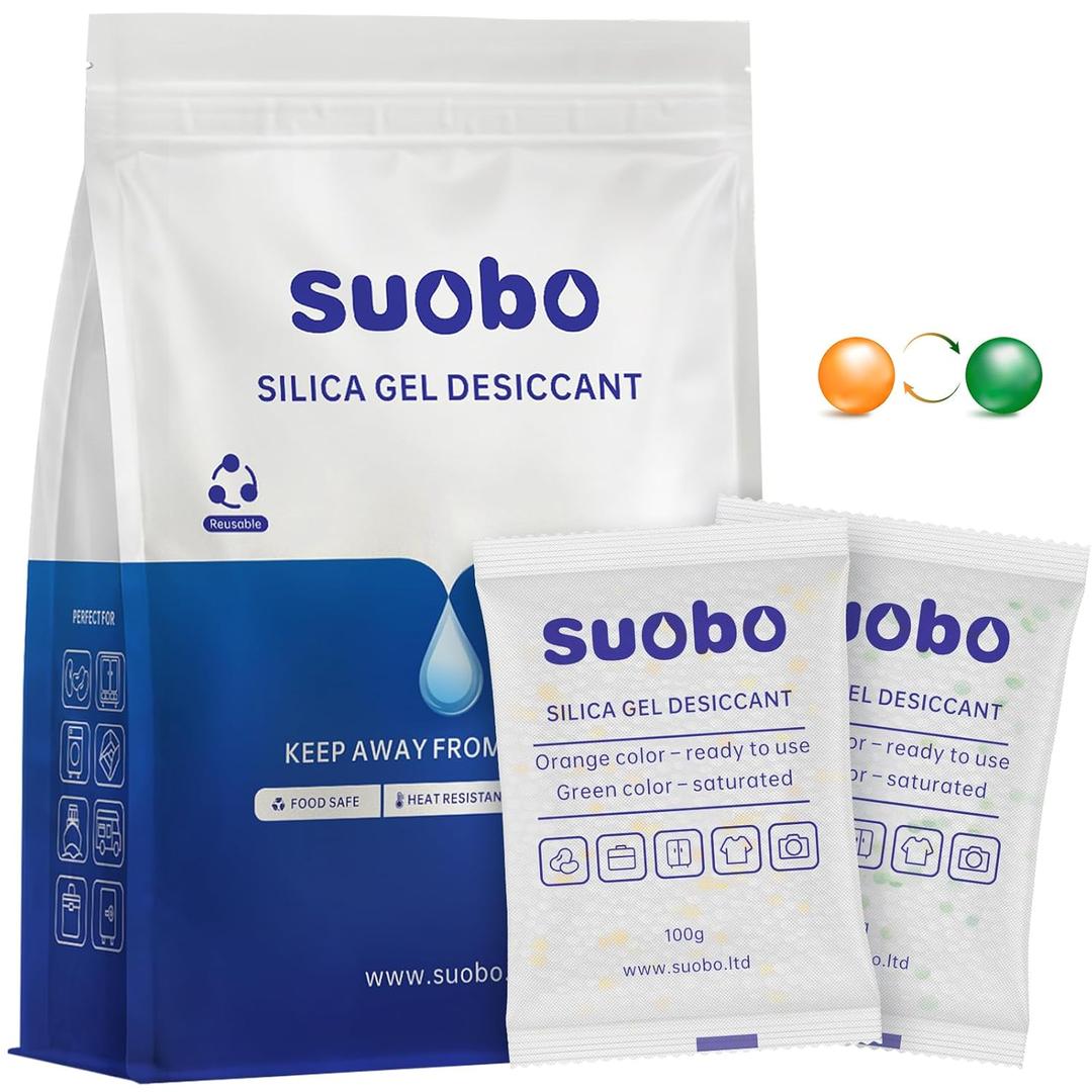 Silica Gel Packets, 100 Gram 20 Packs Moisture Absorbers with Color Indicating, Food Safe Desiccant Packs for Storage, Silica Packets for Foods, Electronics, Closet, 3D Filaments