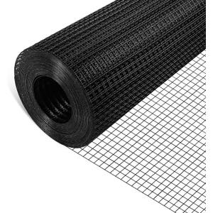 TUSON Black Hardware Cloth 1/2 inch 16 inch x 50 Foot 19 Gauge - Black Vinyl Coated Welded Wire Mesh Roll Chicken Wire Fencing Garden Fence Tree Guard Hardware Mesh Wire Fence Roll