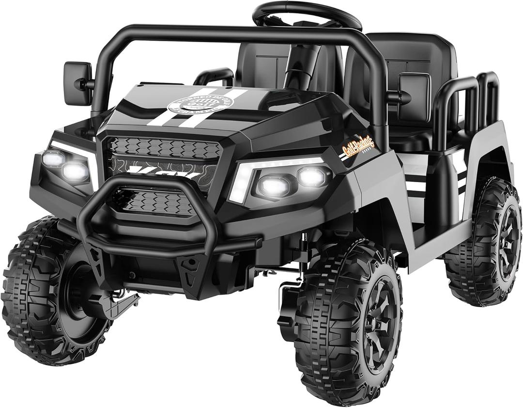 Electric Car for Kids, 24V 4 Seater Ride on Toys w/Parent Remote, 4 Wheeler Suspension, Max 220lbs Weight Capacity, USB, Music, Radio, LED Light, Ride on Truck for Boy/Girl Ages 3-8,Black