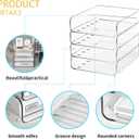 FANXIYQ 4-Tier Acrylic Paper Tray Organizer | Clear Stackable Desk Organizer for Documents, Letters, A4 Paper | Modern Office/Classroom/Home Organization