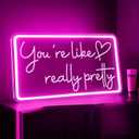 You're Like Really Pretty Neon Sign for Wall Decor, LED Neon Lights Party Decorations, USB Powered Switch Adjustable Brightness Neon Lights, for Powder Room, Bedroom, Clothing Store, Beauty Salon