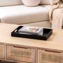 Home Redefined Beautiful Modern Elegant 17.5"x12" Rectangle Classic Black Faux Leather Decorative Tray Ottoman Coffee Table Perfume Living Room Kitchen Serving Tray with Handles for All Occasion's