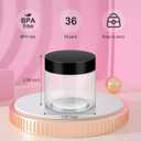 Loretoy 36 Pack 2 OZ Plastic Jars with Lids, BPA Free, Reusable, Refillable Transparent Cosmetic Containers for Bath Salts, Cosmetics, Powders, Beauty Product and Small Accessories