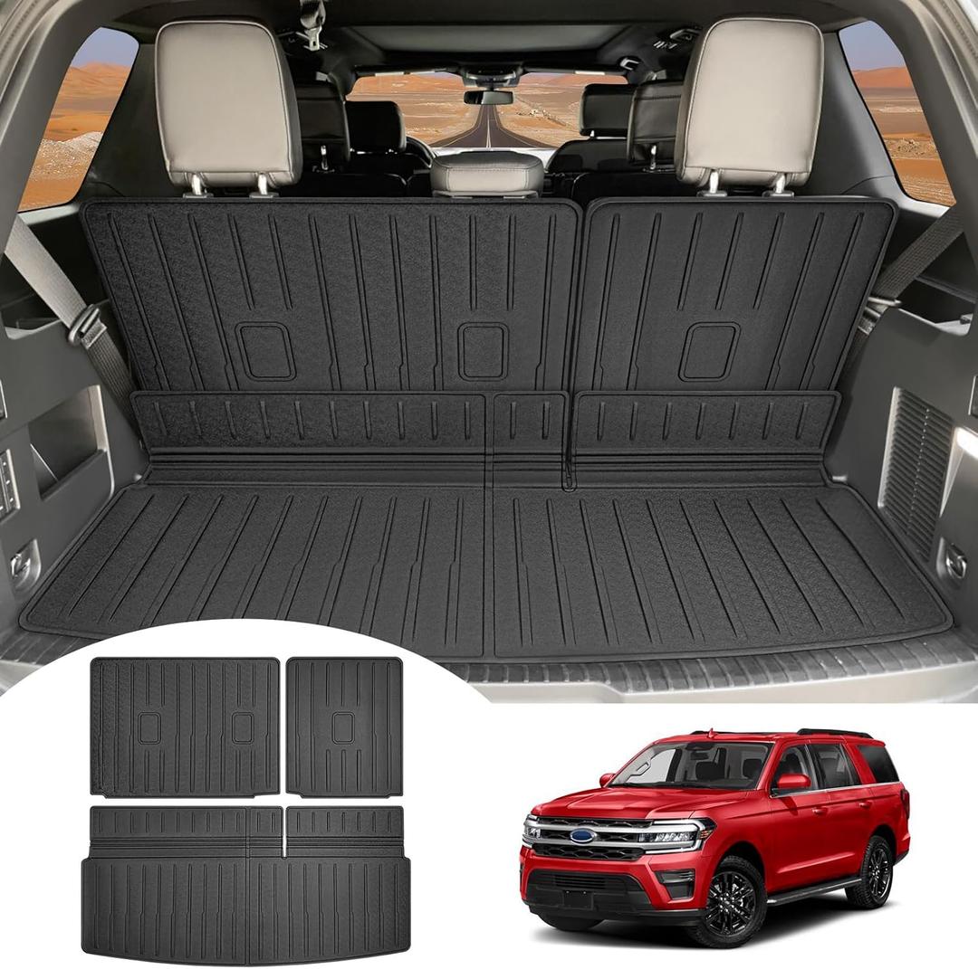 Cargo Mat with Seat Back Cover Fit for 2018-2024 Ford Expedition/Lincoln Navigator Accessories(Not Max or L Models), Cargo Liner TPE Trunk Mat for 2024 Ford Expedition/Lincoln Navigator