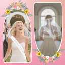 Bride To Be Sash Bridal Veil White for Bachelorette Party Decorations, Short Veil with Comb Pearl Satin Sash Set Bridal Shower Favors Gifts for Engagement Supply Bach Party Wedding Accessories