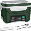 EAST OAK Cordless Electric Lunch Box for Adults, Heated Lunch Box Battery Powered with Automatic Heating, 5.5 Cups Portable Food Warmer with Removable Tray Divider (Green)