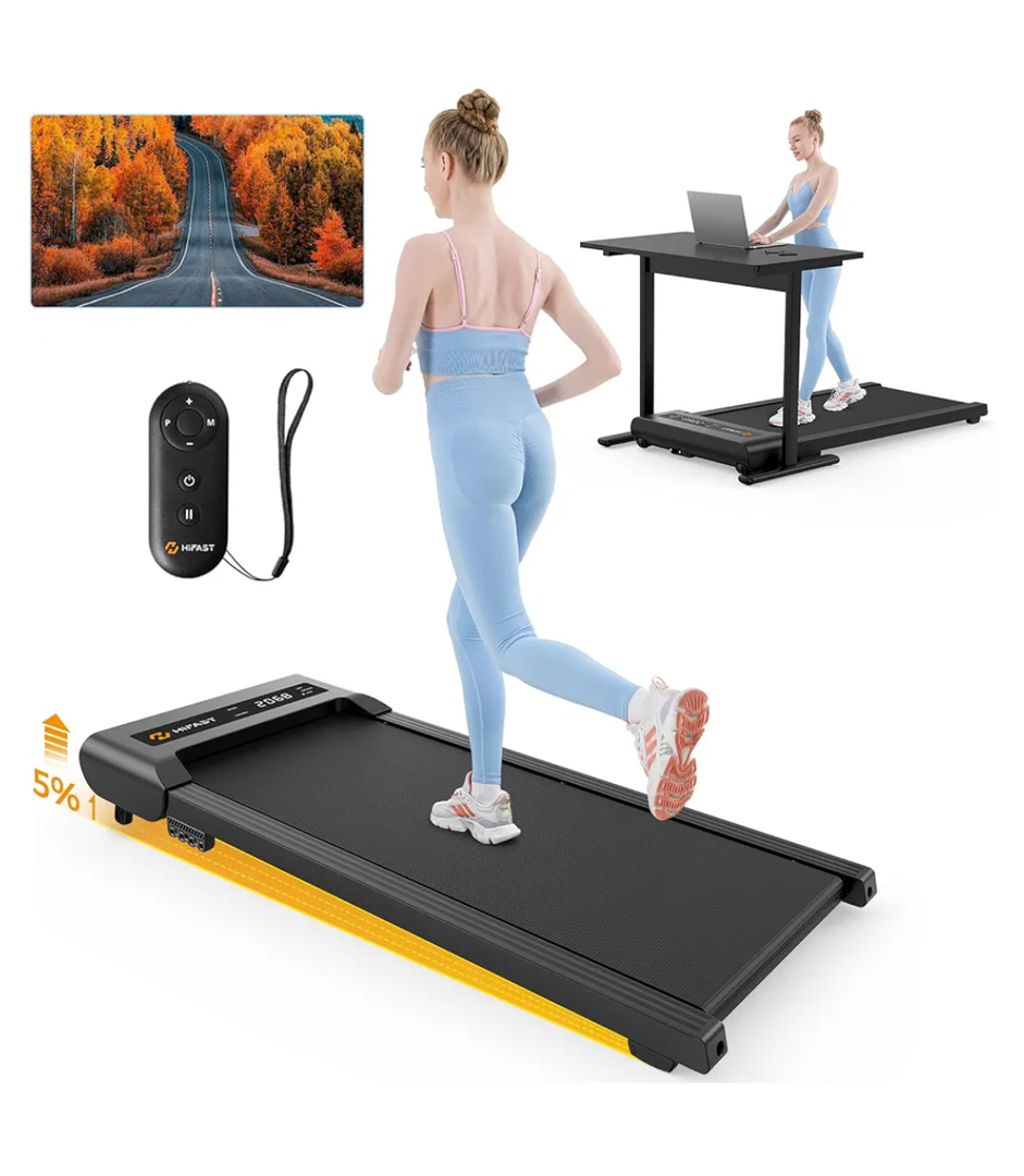 Walking Pad, Under Desk Treadmill with Incline, 300 Lbs Capacity Portable Treadmill for Home Office, 2 in 1 Mini Desk Treadmill with Remote Control, LED Display