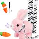 Easter Bunny Toy,Hopping Bunny Toy,Hopping Rabbit Plush Bunny Toy, Walks, Jumps, Sounds an Ideal Surprise Gift for Toddlers,Easter Toys for Toddlers(Pink)