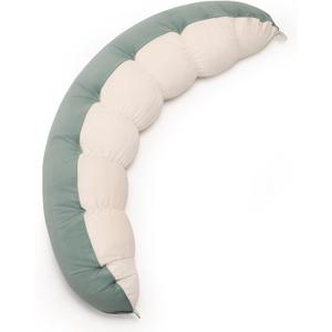Peallow(Pat. Pend) Long Round Body Pillow for Adults, Bolster Pillow for Sleeping, Soft and Supportive Pillow for Sleeping & Lumbar Support (47", Green-White)