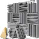 48 Pack Soundproof Wall Panels,12" x 12" x 2" Sound Proof Foam Panels for Walls, Self-Adhesive Acoustic Panels, High-Density Sound Foam for Studio, Home, and Ceilings (Gray)