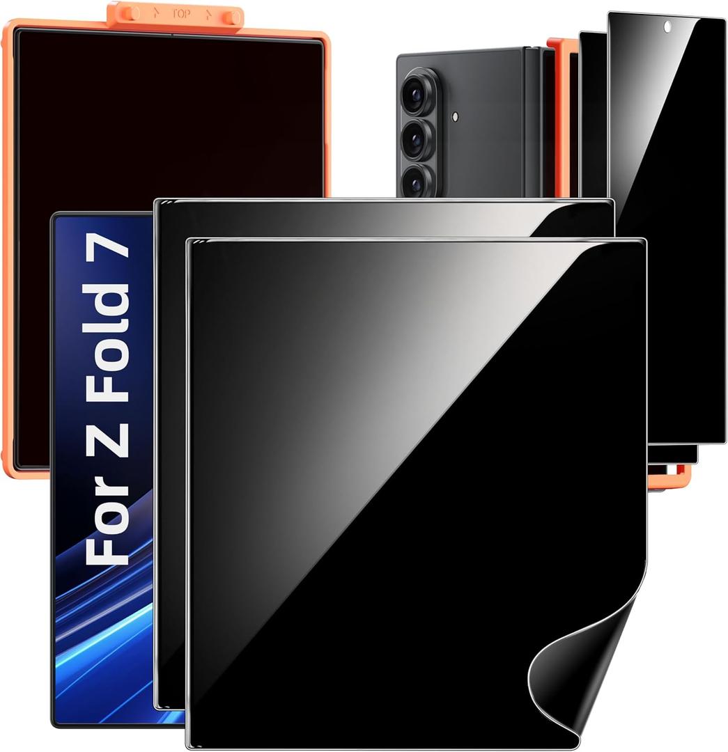 Hoerrye for Samsung Galaxy Z Fold 7 30 Privacy Screen Protector - [with Auto Align Frame Accessories] [2 Pack Inside Flexible TPU Film + 2 Pack Front Tempered Glass] No Creases,No Bubbles