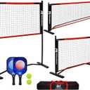 Hoverphenix 10FT Mini Pickleball Net, 4FT Adjustable Height Dink Training Rebounder Net with Paddles Set of 2, Pickleballs and Carry Bag for Outdoor Indoor Driveway Game, Easy Setup