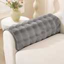 OstepDecor Faux Fur Couch Arm Covers, Fuzzy Soft Bubble Arm Chair Covers, Headrest Backrest Armrest Covers for Dogs Cats Pet Loveseat Recliner Leather L Shaped Sofa (2 Pack 20" x 24", Grey)