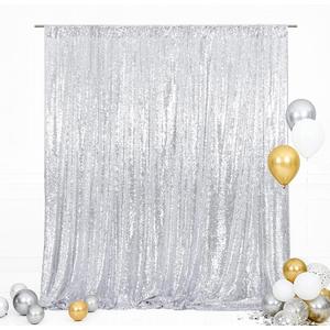 Eternal Beauty Silver Sequin Backdrop, 7x7 Ft Glitter Background Curtains for Shimmer Photography Party Wedding Birthday Back Drop Decor (Sliver)