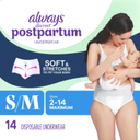 ALWAYS DISCREET Postpartum Underwear - Small/Medium, 14 count