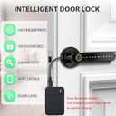 Smart Door Lock with Knob, Keyless Entry Door Locks with Handle, Fingerprint Door Knob for Bedroom/Front Door/Apartment,Generate Passcode Remotely Black