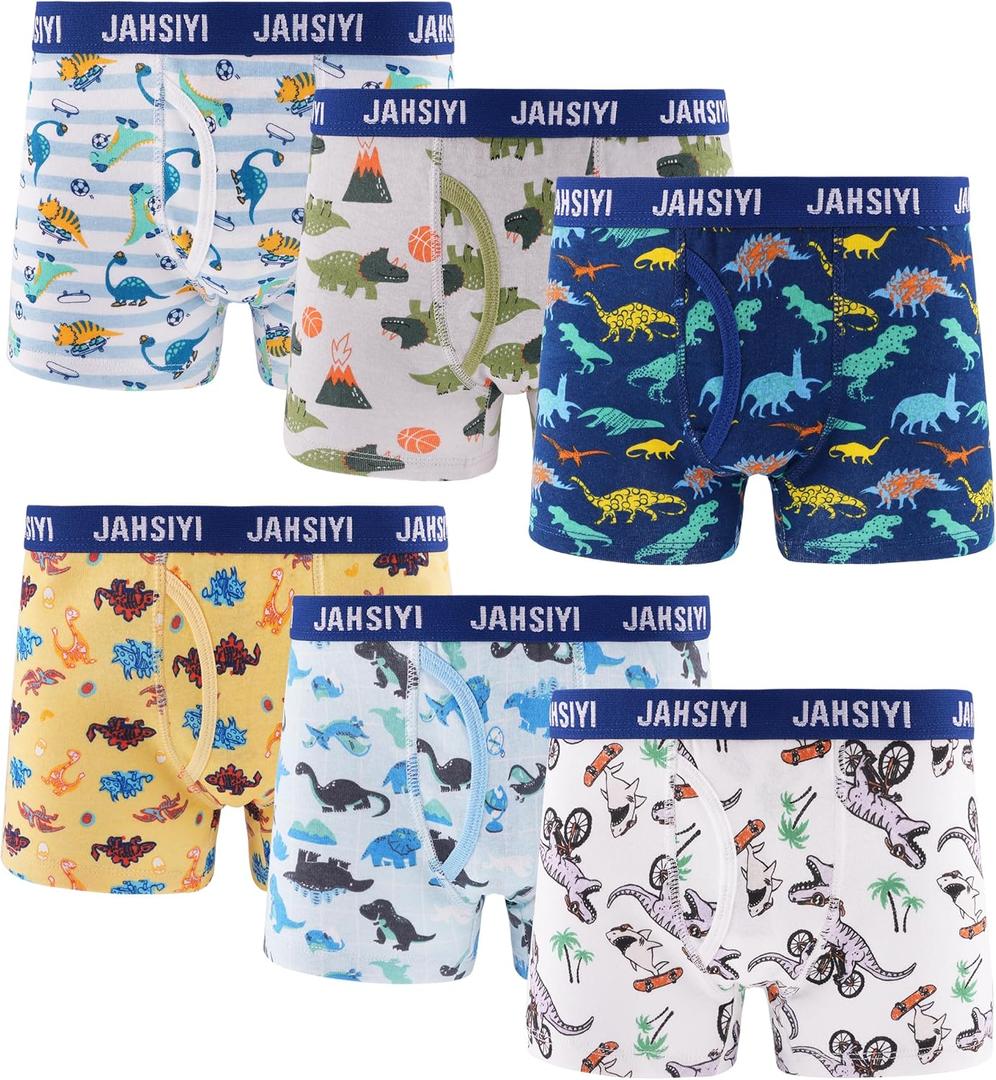 JAHSIYI 100% Cotton Boys Soft Boxer Briefs Size 8Y Tagless Underwear 6-Pack Size 8