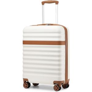Kono Airline Approved Carry On Luggage, 20inch Expandable Lightweight Hardshell Suitcase with TSA Lock, (Cream Brown)