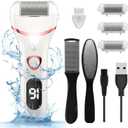 Electric Foot Callus Remover, Rechargeable Portable Electronic Foot File Pedicure Kits, Waterproof Foot Scrubber File, Professional Pedicure Tools, Foot Care for Dead Skin Ideal Gift, 3 Rollers