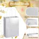 Colarr 50 Pcs 8.2 x 5.9'' Glitter Kraft Paper Favor Bag with 100 Tissue Wrapping Paper Bulk, Xmas Wrap Bags Gift with Handle for Christmas Wedding Bridal Baby Shower Birthday(Silver)