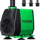 VIVOSUN 800GPH Submersible Pump(3000L/H, 24W), Ultra Quiet Water Fountain Pump with 10ft. High Lift with 6.5ft. Power Cord, 3 Nozzles for Fish Tank, Pond, Aquarium, Statuary, Hydroponics Green