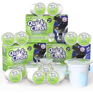 Quick & Clean [18-Pack] Cleaning Pods - K Cup Cleaner Pods for Keurig - 2.0 Coffee Machine Compatible, Removes Stains, Non-Toxic and Eco-Friendly