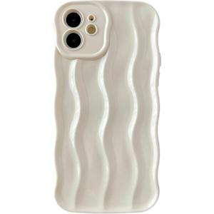 Caseative for iPhone 12 Case,Water Ripple Pattern Curly Wave Frame Soft Phone Case (White)