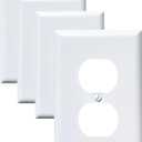 Metal Electrical Outlet Covers, light Switch Cover Wall Plates, Mid Size 3.16''*4.92'' Switch Plate, Wall Plates of Various Styles for Indoor and Outdoor Pure White (1 Gang Duplex 4 PK)