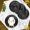 Tanlade 100 Pcs Charger Plates Bulk, 13 Inch Plastic Round Charger Dinner Plates Elegant Wedding Serving Plate for Event Tabletop Wedding Party Bridal Baby Shower Decor (Black), Modern Style