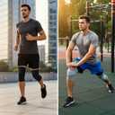 Bamboo Charcoal Compression Knee Sleeve for Runners & Arthritis - Elastic, Breathable Knee Support Pads with Warmth & Odor Control (Gray+Black) (Large)