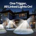 VIVOHOME Linkable Solar Flood Lights Outdoor, 2 Adjustable Motion Sensors Security Lights with 3 Heads, 2500LM, IP65 Waterproof, Solar Powered for Outside, Yard, Porch, Patio