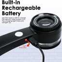 Handheld 10X Jewelry Magnifying Glass Rechargeable with UV & LED Lights and Flashlight in One, Professional Loupe Magnifier 30mm Optical Lens with 2 Reticle Scales for Watchmaker, Jeweler, Collector