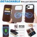 SHIELDON Detachable Leather Wallet Case for iPhone 17 Pro Max 6.9" 2025 | Wireless Charging, Removable Flip Magnetic Cover, RFID Blocking Credit Card Holder, Kickstand, Full Protection - Retro Coffee