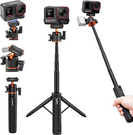 REYGEAK Magnetic Mini Tripod for Insta360 X5,21’'Extendable Camera Stand Stick with Cold Shoe,Quick Release Adapter Mount for Insta 360 X4 Air/Ace Pro 2/Ace Pro