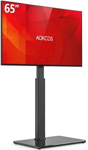 AOKCOS Floor TV Stand for 32-70" TVs, 60 Degree Swivel Floor Standing TV Stand with Tilting, 8 Level Height Adjustable Tall TV Stand for Living Room/Bedroom, Holds up to 88 lbs, MAX VESA 400x400mm