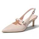 Uacllcau Slingback Kitten Heels for Women Pointed Toe Stiletto Heels Slip On Metallic Slingback Pumps Dress Work Bride Wedding Heeled Sandals Shoes, size 8.5