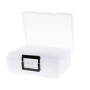 Photo Storage Box 5" x 7", 18 Inner Extra Large Photo Organizer Container, Plastic Craft Storage Box with Handle for Pictures Stickers Stamps Seeds