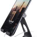 Lamicall Tablet Stand Adjustable, Tablet Stand : Desktop Stands Holder Gifts Compatible with Tablets Such as iPad 2018 Pro 9.7, 10.5, Air Mini 4 3 2, Kindle, iPhone 17 Max, E-Reader (4-13'')- Black
