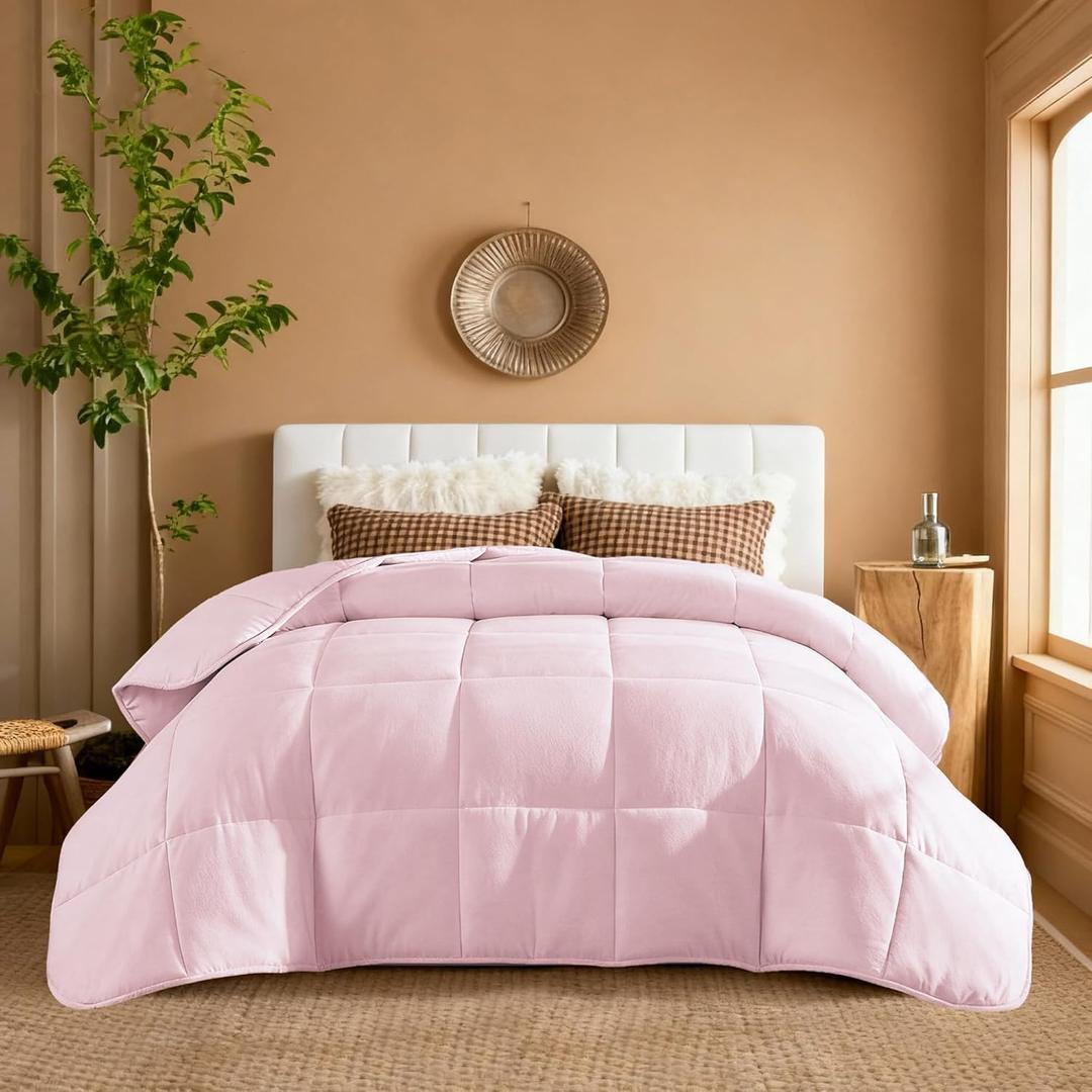 YnM Weighted Blanket Queen 15lbs, The Heavy Oversized Weighted Comforter, Warm & Fluffy Throw (Pink, 15lbs, 90" Lx90 W)