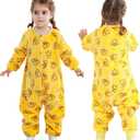 MICHLEY Toddler Flannel Sleeping Sack with Feet,Long Sleeve Baby Sleeping Bag 3-Way Zipper Super Warm Wearable Blankets for Girls & Boys 5-6Years