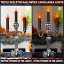 [ Extra Large ] 2 Pack Halloween Candelabra with LED Flame Less Candles Holder Battery Operated Flickering Lights Skull Candles for Halloween Decorations Indoor Home Table Party Haunted Mansion Decor