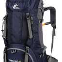 Bseash 60L Waterproof Hiking Camping Backpack with Rain Cover, Large Outdoor Sport Travel Daypack Rucksack for Climbing (Navy Blue)