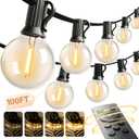 addlon 100FT Outdoor String Lights G40 with Remote, 54 LED Shatterproof Bulbs, Dimmable Patio Globe Lights Waterproof, Hanging Outside Lighting for Backyard, Garden, Deck, Balcony, Porch, Caf, Decor